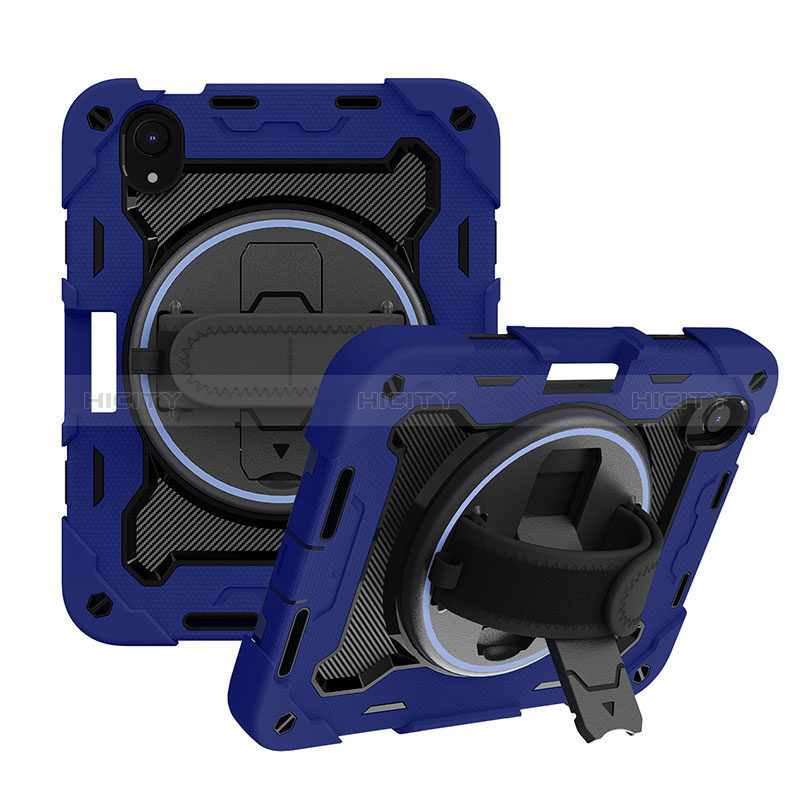 Funda Bumper Silicona y Plastico Mate Carcasa con Soporte L01 para Apple iPad Mini 6 Azul