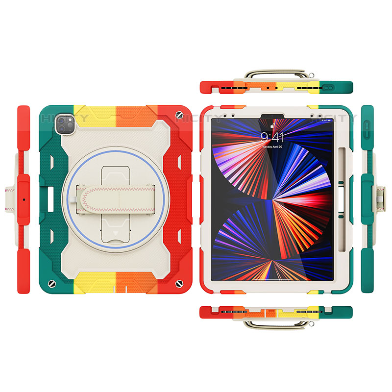 Funda Bumper Silicona y Plastico Mate Carcasa con Soporte L01 para Apple iPad Pro 12.9 (2020)