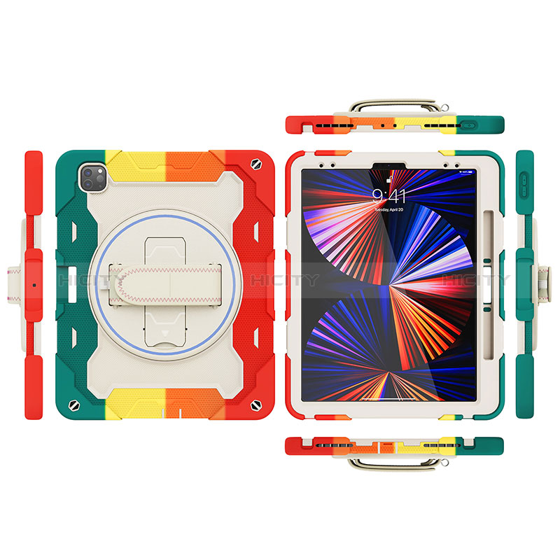 Funda Bumper Silicona y Plastico Mate Carcasa con Soporte L01 para Apple iPad Pro 12.9 (2022)