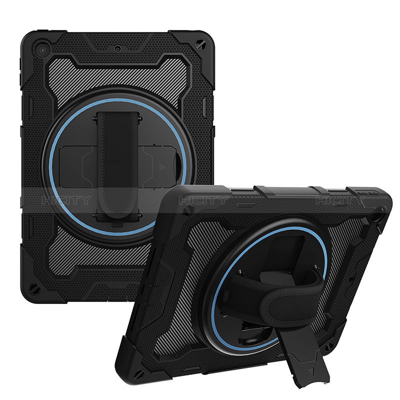 Funda Bumper Silicona y Plastico Mate Carcasa con Soporte L02 para Apple iPad 10.2 (2019) Negro