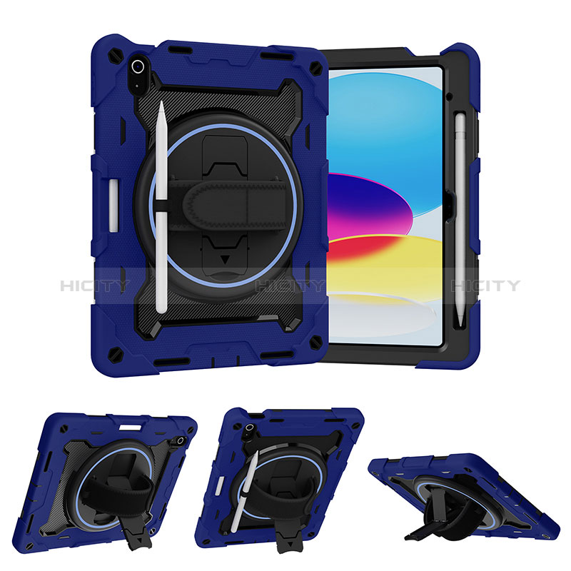 Funda Bumper Silicona y Plastico Mate Carcasa con Soporte L02 para Apple iPad 10.9 (2022)