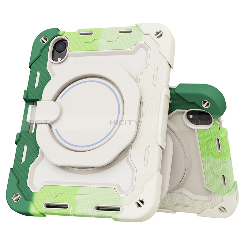 Funda Bumper Silicona y Plastico Mate Carcasa con Soporte L03 para Apple iPad Mini 6 Verde