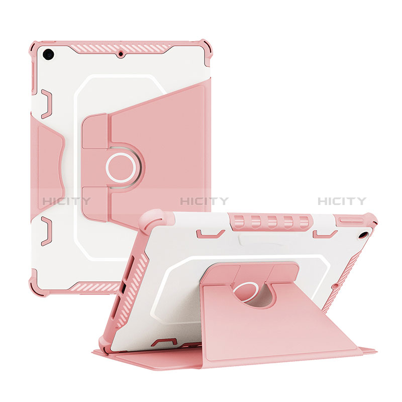 Funda Bumper Silicona y Plastico Mate Carcasa con Soporte L04 para Apple iPad 10.2 (2019) Rosa