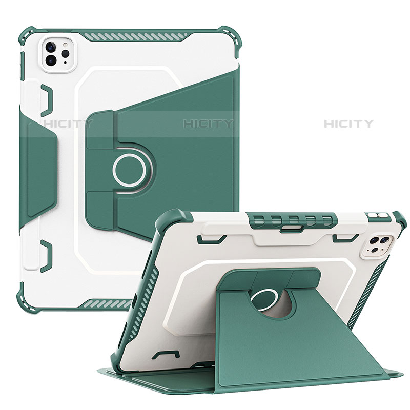 Funda Bumper Silicona y Plastico Mate Carcasa con Soporte L04 para Apple iPad Pro 11 (2021) Verde