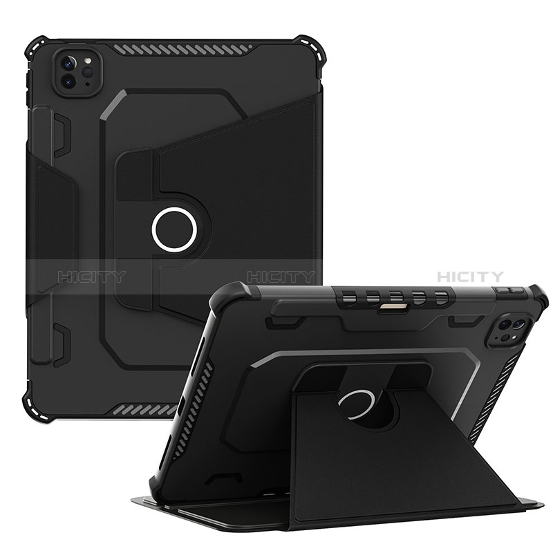 Funda Bumper Silicona y Plastico Mate Carcasa con Soporte L04 para Apple iPad Pro 11 (2022) Negro