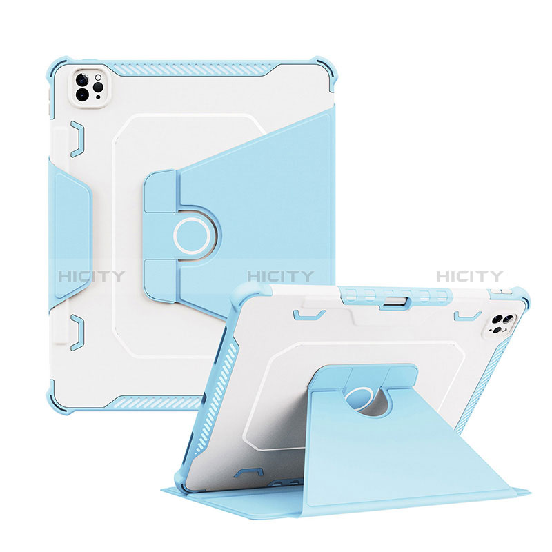 Funda Bumper Silicona y Plastico Mate Carcasa con Soporte L04 para Apple iPad Pro 12.9 (2021) Azul