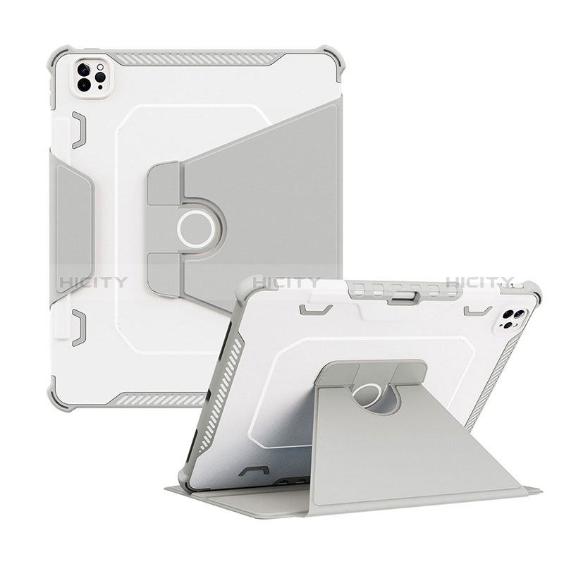 Funda Bumper Silicona y Plastico Mate Carcasa con Soporte L04 para Apple iPad Pro 12.9 (2022) Gris