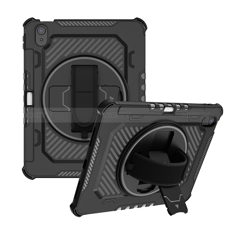 Funda Bumper Silicona y Plastico Mate Carcasa con Soporte L07 para Apple iPad 10.9 (2022) Negro