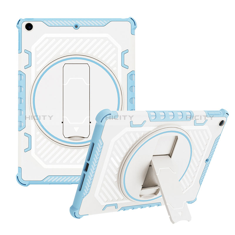 Funda Bumper Silicona y Plastico Mate Carcasa con Soporte L08 para Apple iPad 10.2 (2019)
