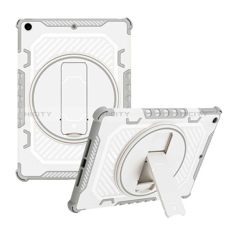 Funda Bumper Silicona y Plastico Mate Carcasa con Soporte L08 para Apple iPad 10.2 (2019)