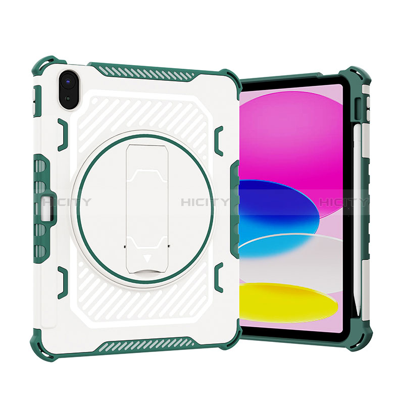 Funda Bumper Silicona y Plastico Mate Carcasa con Soporte L09 para Apple iPad 10.9 (2022)