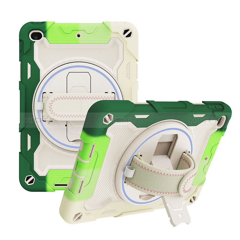 Funda Bumper Silicona y Plastico Mate Carcasa con Soporte L10 para Apple iPad Mini 4 Verde