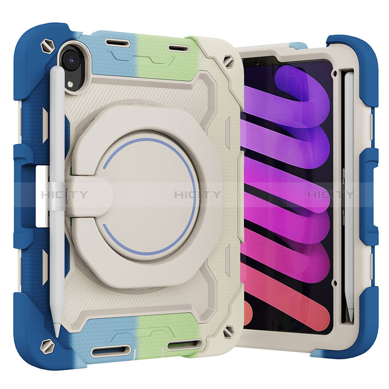 Funda Bumper Silicona y Plastico Mate Carcasa con Soporte L10 para Apple iPad Mini 6