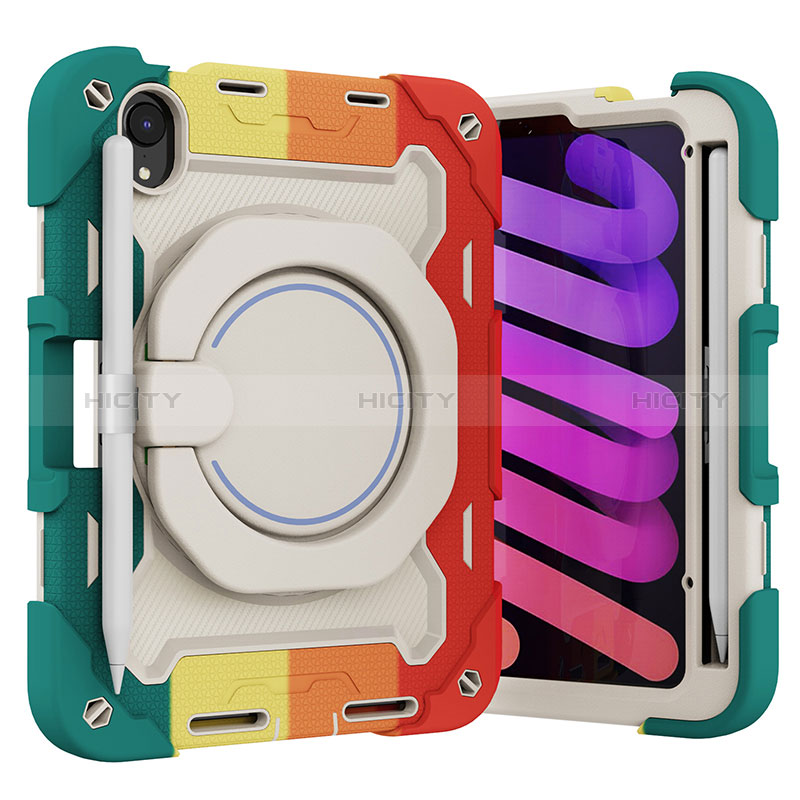 Funda Bumper Silicona y Plastico Mate Carcasa con Soporte L10 para Apple iPad Mini 6