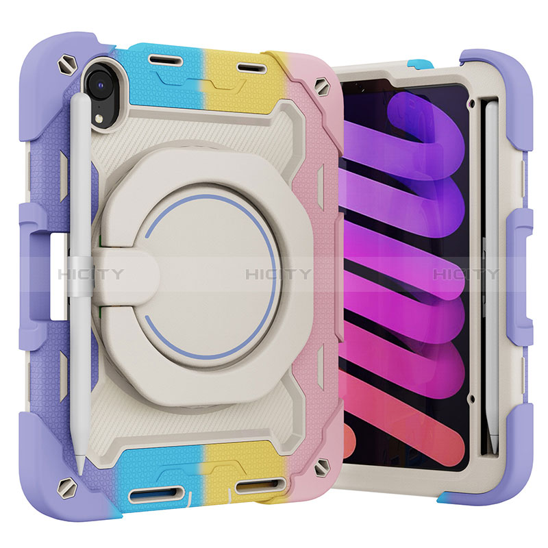 Funda Bumper Silicona y Plastico Mate Carcasa con Soporte L10 para Apple iPad Mini 6