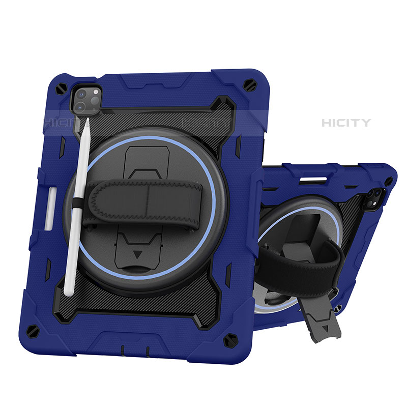 Funda Bumper Silicona y Plastico Mate Carcasa con Soporte L10 para Apple iPad Pro 11 (2021) Azul