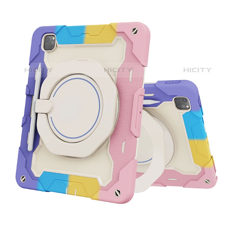 Funda Bumper Silicona y Plastico Mate Carcasa con Soporte L10 para Apple iPad Pro 12.9 (2020)