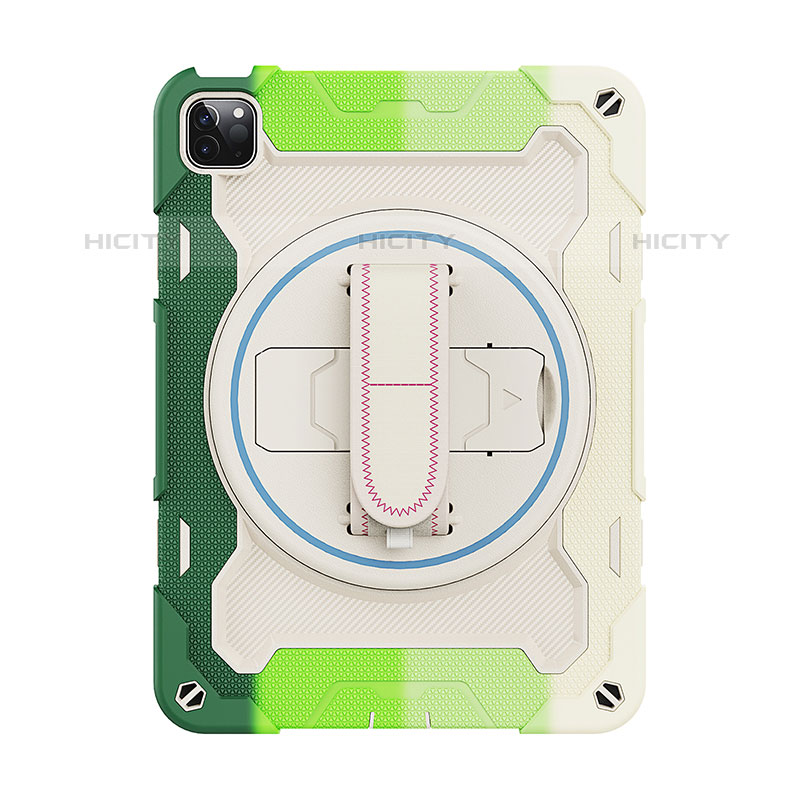 Funda Bumper Silicona y Plastico Mate Carcasa con Soporte L11 para Apple iPad Pro 11 (2020) Verde