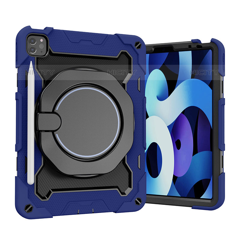 Funda Bumper Silicona y Plastico Mate Carcasa con Soporte L13 para Apple iPad Pro 11 (2021) Azul