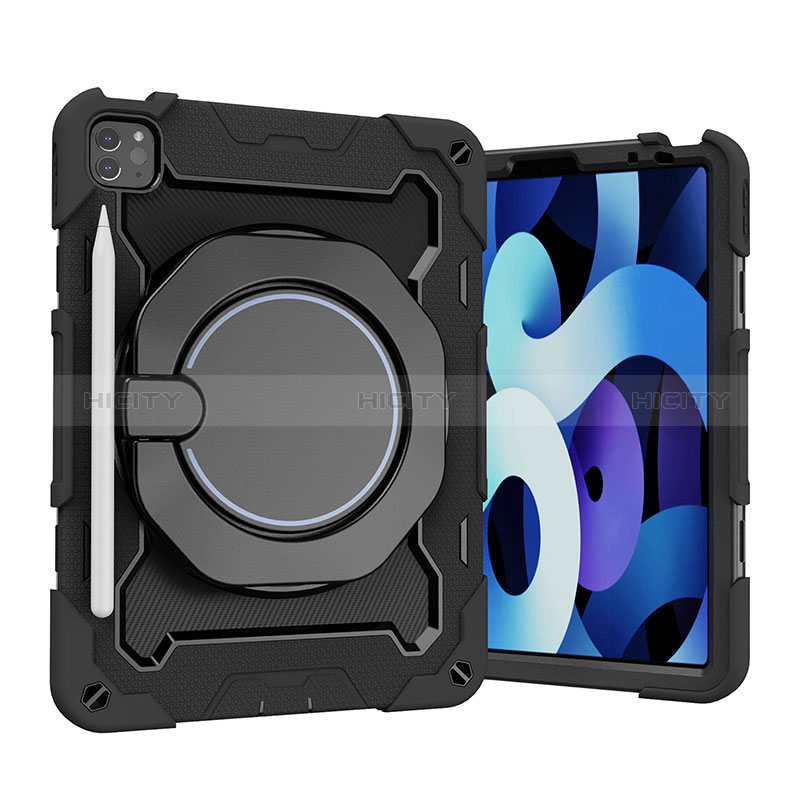Funda Bumper Silicona y Plastico Mate Carcasa con Soporte L13 para Apple iPad Pro 11 (2022) Negro