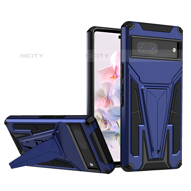 Funda Bumper Silicona y Plastico Mate Carcasa con Soporte MQ1 para Google Pixel 7 5G