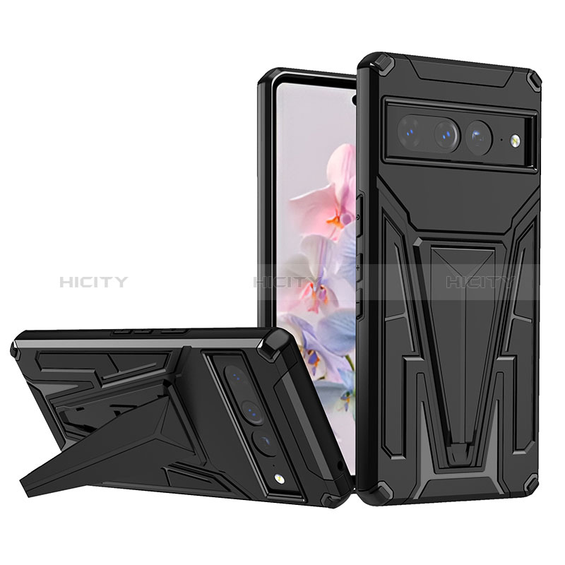 Funda Bumper Silicona y Plastico Mate Carcasa con Soporte MQ1 para Google Pixel 7 Pro 5G