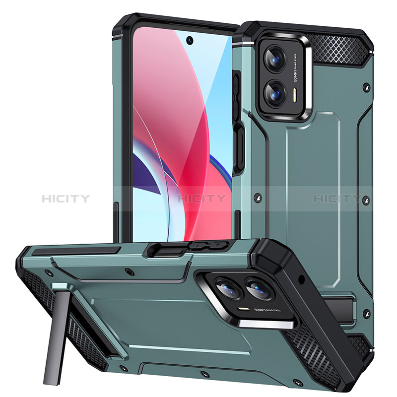 Funda Bumper Silicona y Plastico Mate Carcasa con Soporte MQ1 para Motorola Moto G 5G (2023) Menta Verde