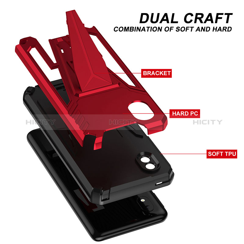 Funda Bumper Silicona y Plastico Mate Carcasa con Soporte MQ1 para Samsung Galaxy A01 Core