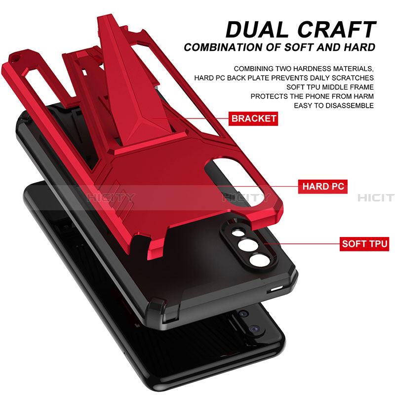 Funda Bumper Silicona y Plastico Mate Carcasa con Soporte MQ1 para Samsung Galaxy A02