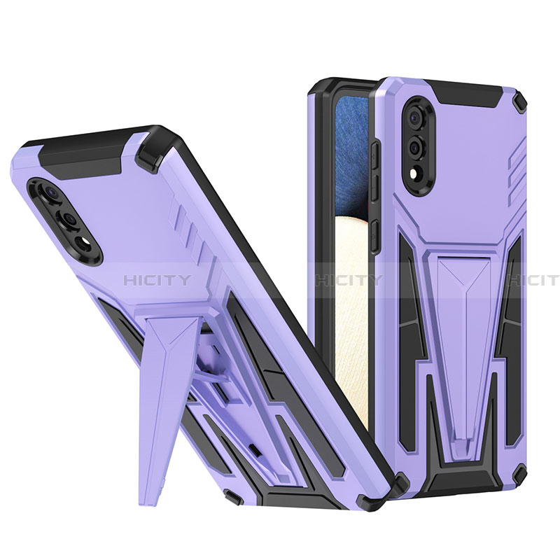 Funda Bumper Silicona y Plastico Mate Carcasa con Soporte MQ1 para Samsung Galaxy A02