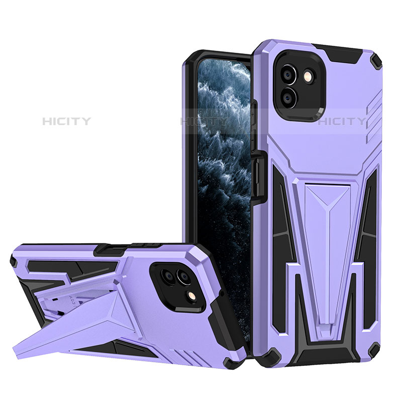 Funda Bumper Silicona y Plastico Mate Carcasa con Soporte MQ1 para Samsung Galaxy A03