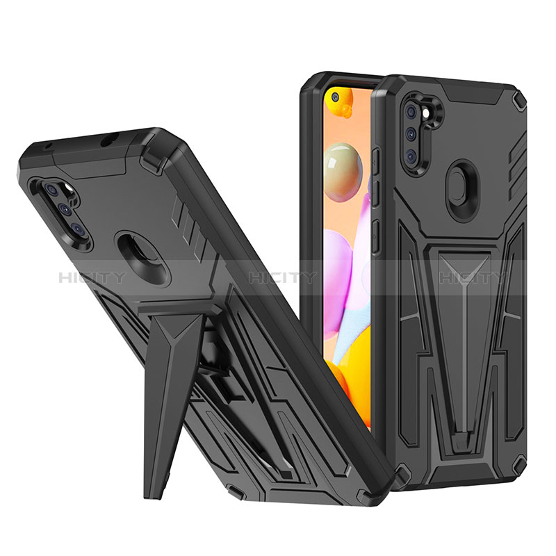 Funda Bumper Silicona y Plastico Mate Carcasa con Soporte MQ1 para Samsung Galaxy A11