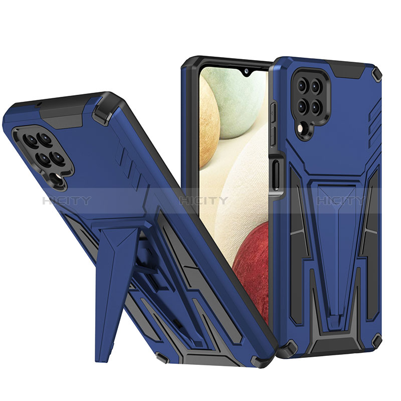 Funda Bumper Silicona y Plastico Mate Carcasa con Soporte MQ1 para Samsung Galaxy A12 5G