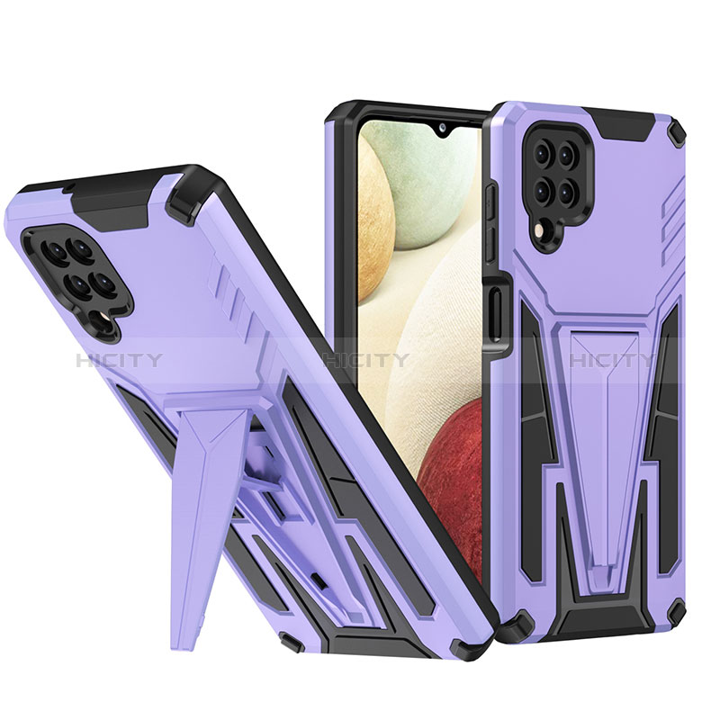 Funda Bumper Silicona y Plastico Mate Carcasa con Soporte MQ1 para Samsung Galaxy A12 5G