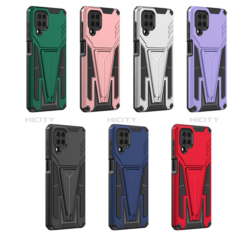 Funda Bumper Silicona y Plastico Mate Carcasa con Soporte MQ1 para Samsung Galaxy A12