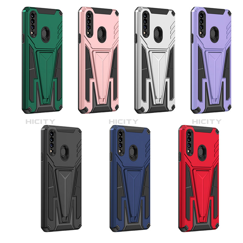 Funda Bumper Silicona y Plastico Mate Carcasa con Soporte MQ1 para Samsung Galaxy A20s