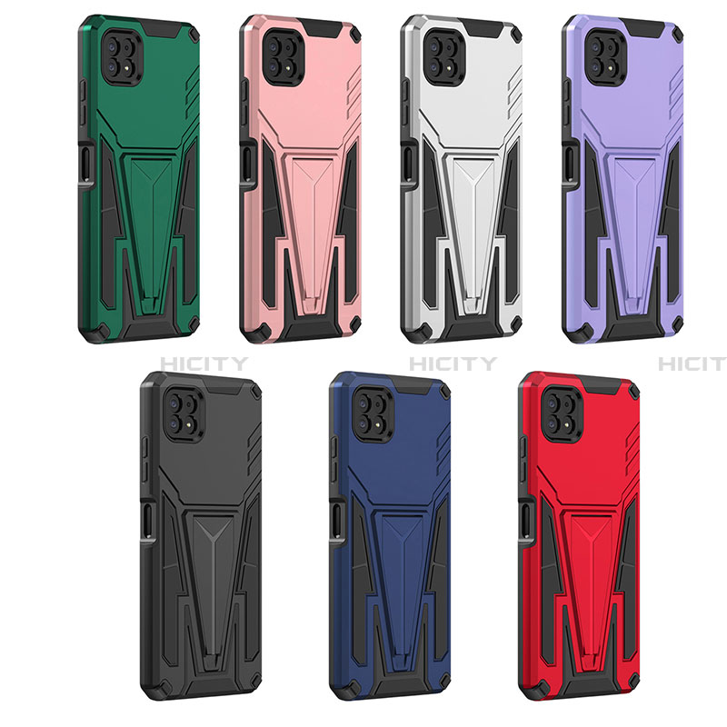 Funda Bumper Silicona y Plastico Mate Carcasa con Soporte MQ1 para Samsung Galaxy A22 5G