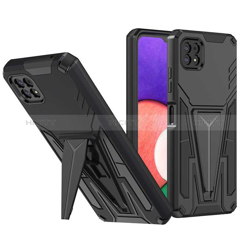 Funda Bumper Silicona y Plastico Mate Carcasa con Soporte MQ1 para Samsung Galaxy A22s 5G