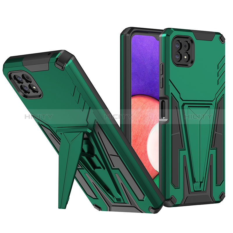 Funda Bumper Silicona y Plastico Mate Carcasa con Soporte MQ1 para Samsung Galaxy A22s 5G Verde