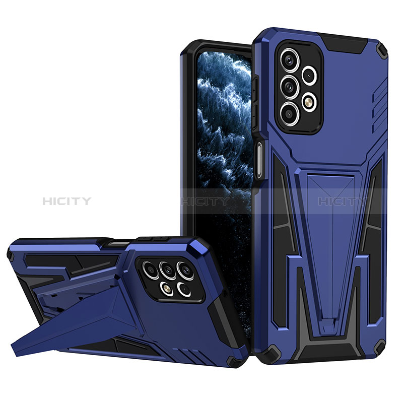 Funda Bumper Silicona y Plastico Mate Carcasa con Soporte MQ1 para Samsung Galaxy A23 5G Azul