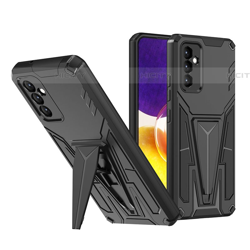 Funda Bumper Silicona y Plastico Mate Carcasa con Soporte MQ1 para Samsung Galaxy A24 4G Negro