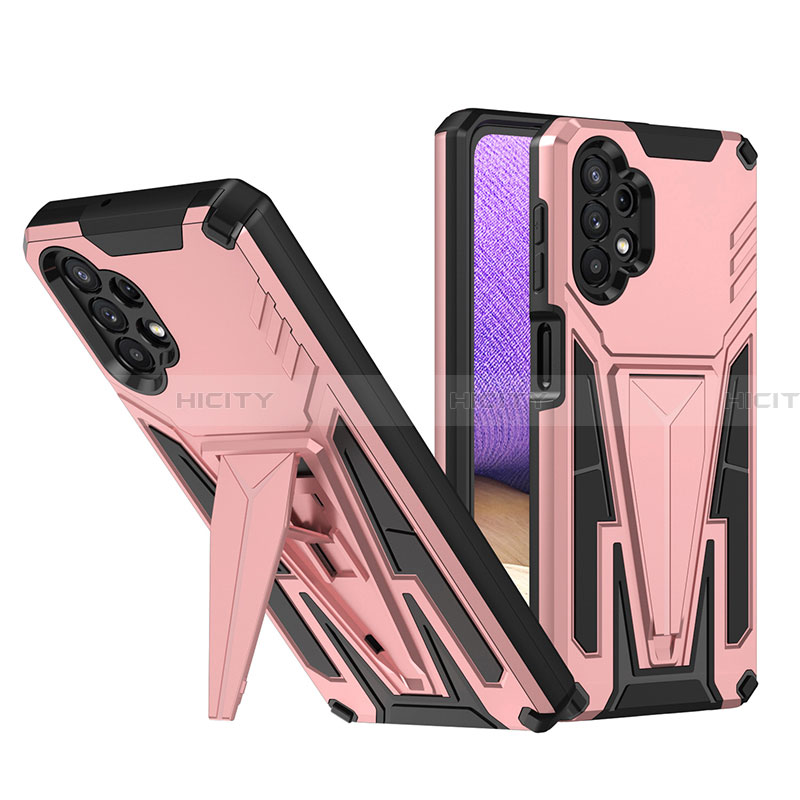 Funda Bumper Silicona y Plastico Mate Carcasa con Soporte MQ1 para Samsung Galaxy A32 4G