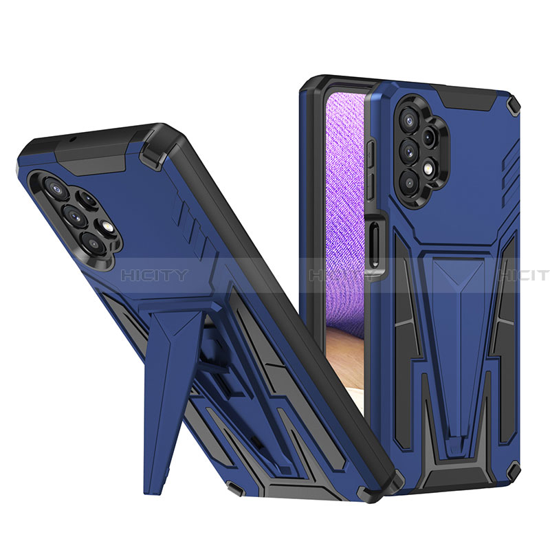 Funda Bumper Silicona y Plastico Mate Carcasa con Soporte MQ1 para Samsung Galaxy A32 4G Azul