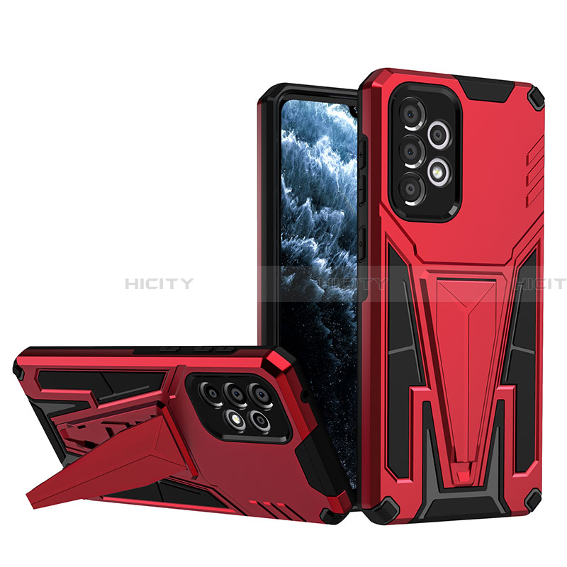 Funda Bumper Silicona y Plastico Mate Carcasa con Soporte MQ1 para Samsung Galaxy A33 5G Rojo