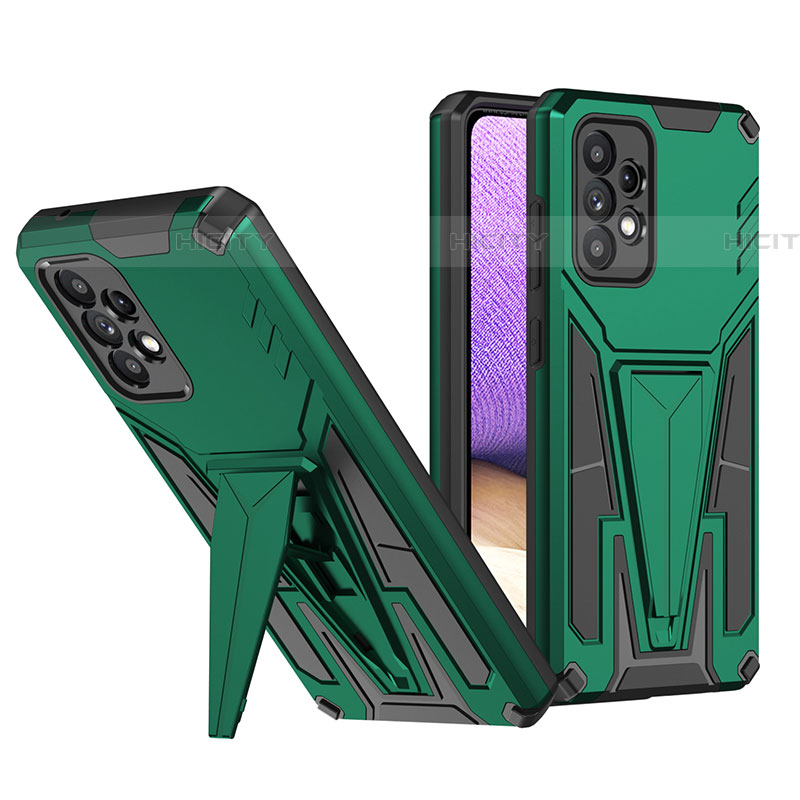 Funda Bumper Silicona y Plastico Mate Carcasa con Soporte MQ1 para Samsung Galaxy A52 4G Verde