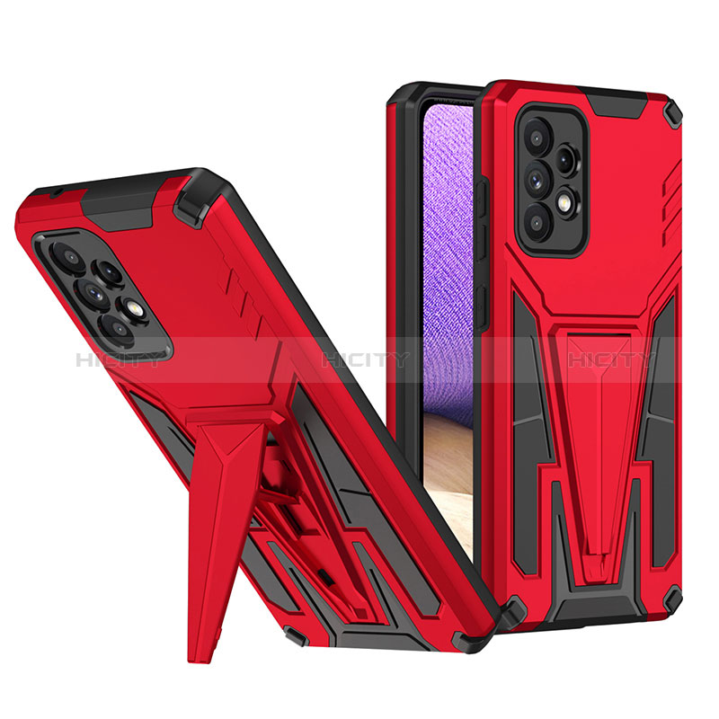 Funda Bumper Silicona y Plastico Mate Carcasa con Soporte MQ1 para Samsung Galaxy A52s 5G Rojo