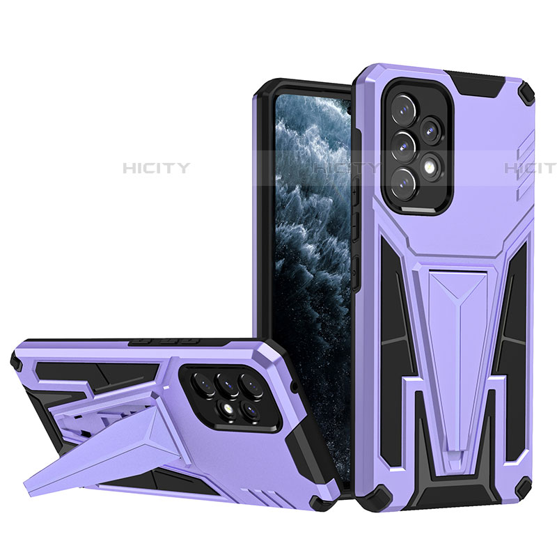 Funda Bumper Silicona y Plastico Mate Carcasa con Soporte MQ1 para Samsung Galaxy A53 5G Morado