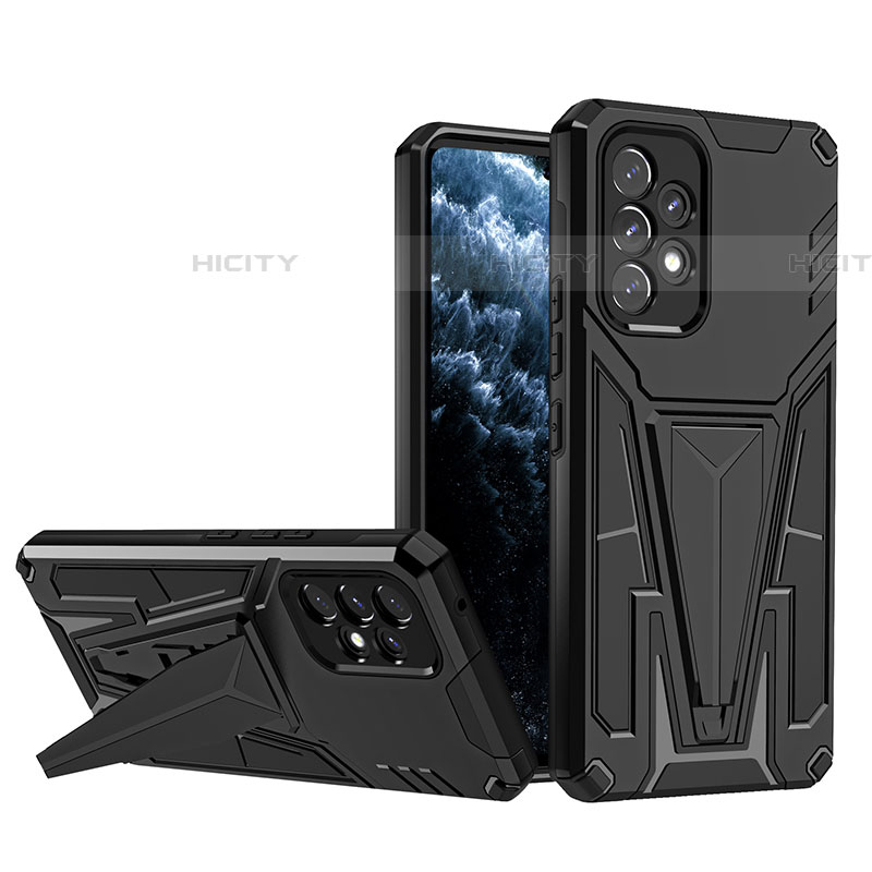 Funda Bumper Silicona y Plastico Mate Carcasa con Soporte MQ1 para Samsung Galaxy A53 5G Negro