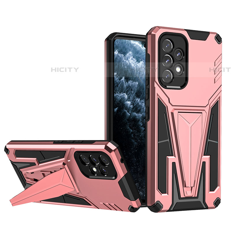 Funda Bumper Silicona y Plastico Mate Carcasa con Soporte MQ1 para Samsung Galaxy A53 5G Oro Rosa