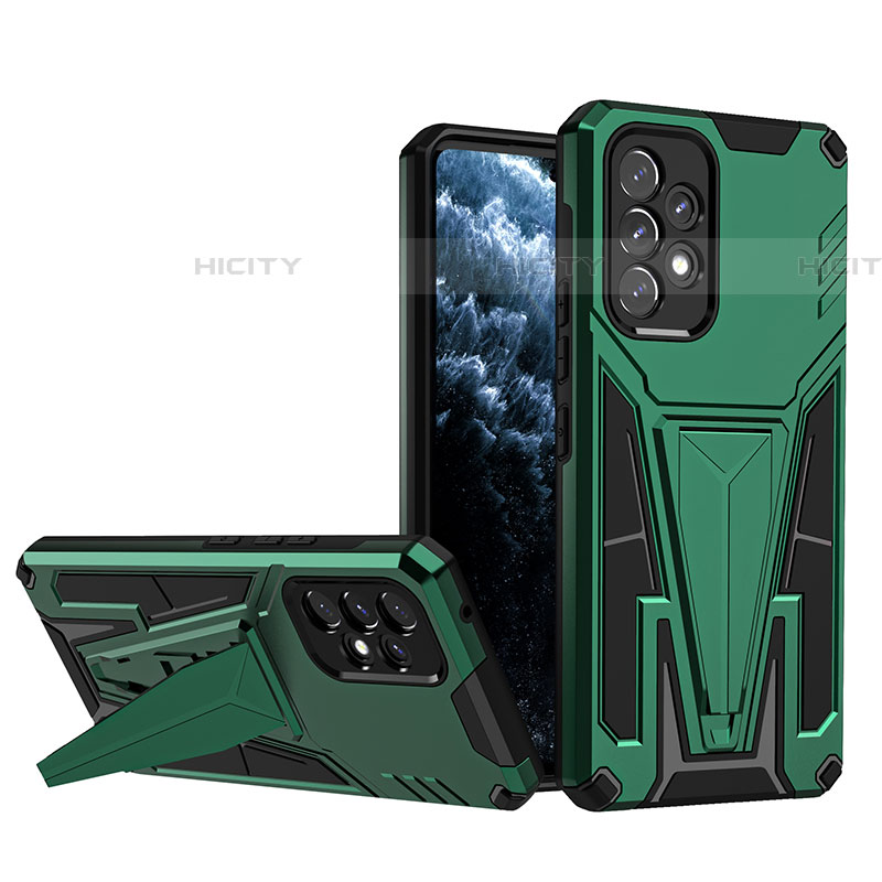 Funda Bumper Silicona y Plastico Mate Carcasa con Soporte MQ1 para Samsung Galaxy A53 5G Verde